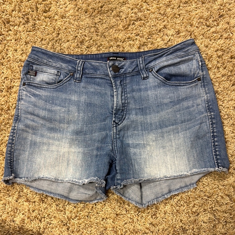 Stitch Fix Dear John Blue Jean Shorts with Distressed Raw Hem, size 29